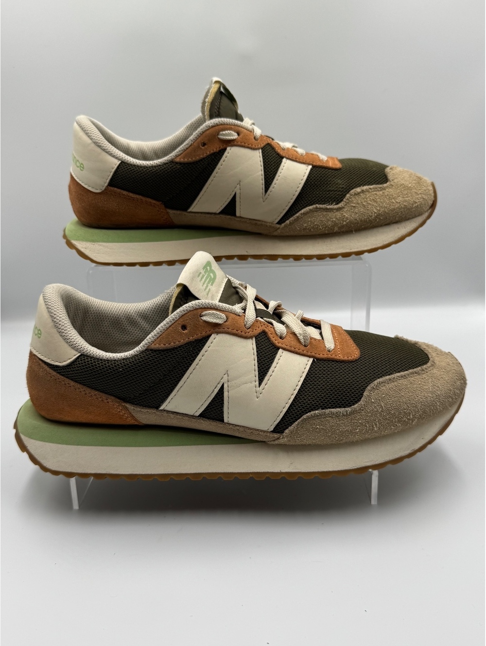 New Balance 237 Suede Heritage Olive Green Orange Men's Size 10.5 LP
